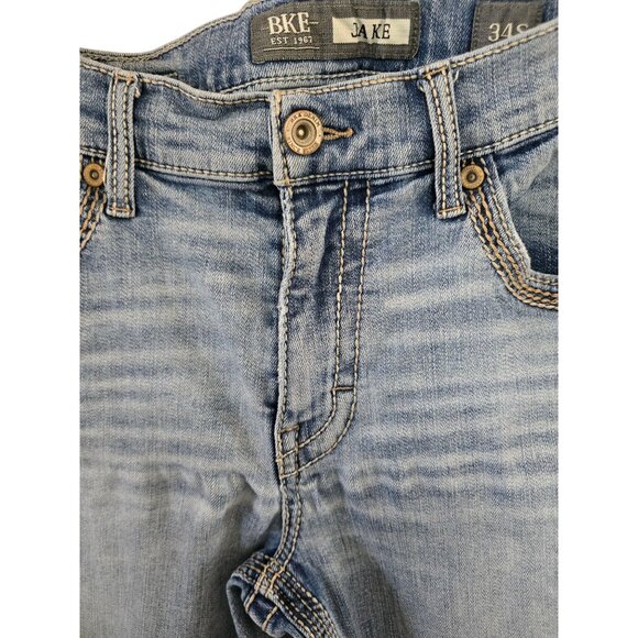 BKE Jake Blue Denim Straight Fit Jeans Faded Casual Look western workwear boho - Picture 5 of 13